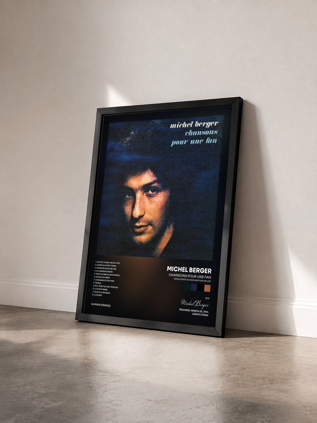 #noir Tableau de l'album Chansons pour une fan (Remasterisé en 2002) (Edition Deluxe) de Michel Berger vu de trois quarts, cadre noir