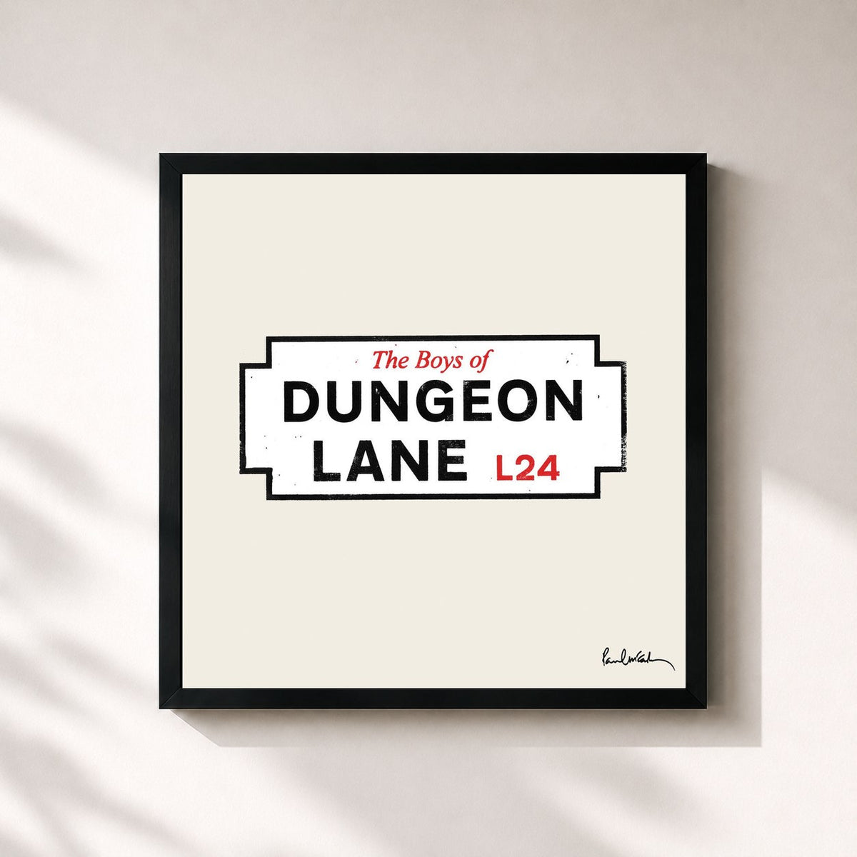 #noir Tableau carré de l'album The Boys of Dungeon Lane de Paul McCartney, cadre noir 32x32 cm