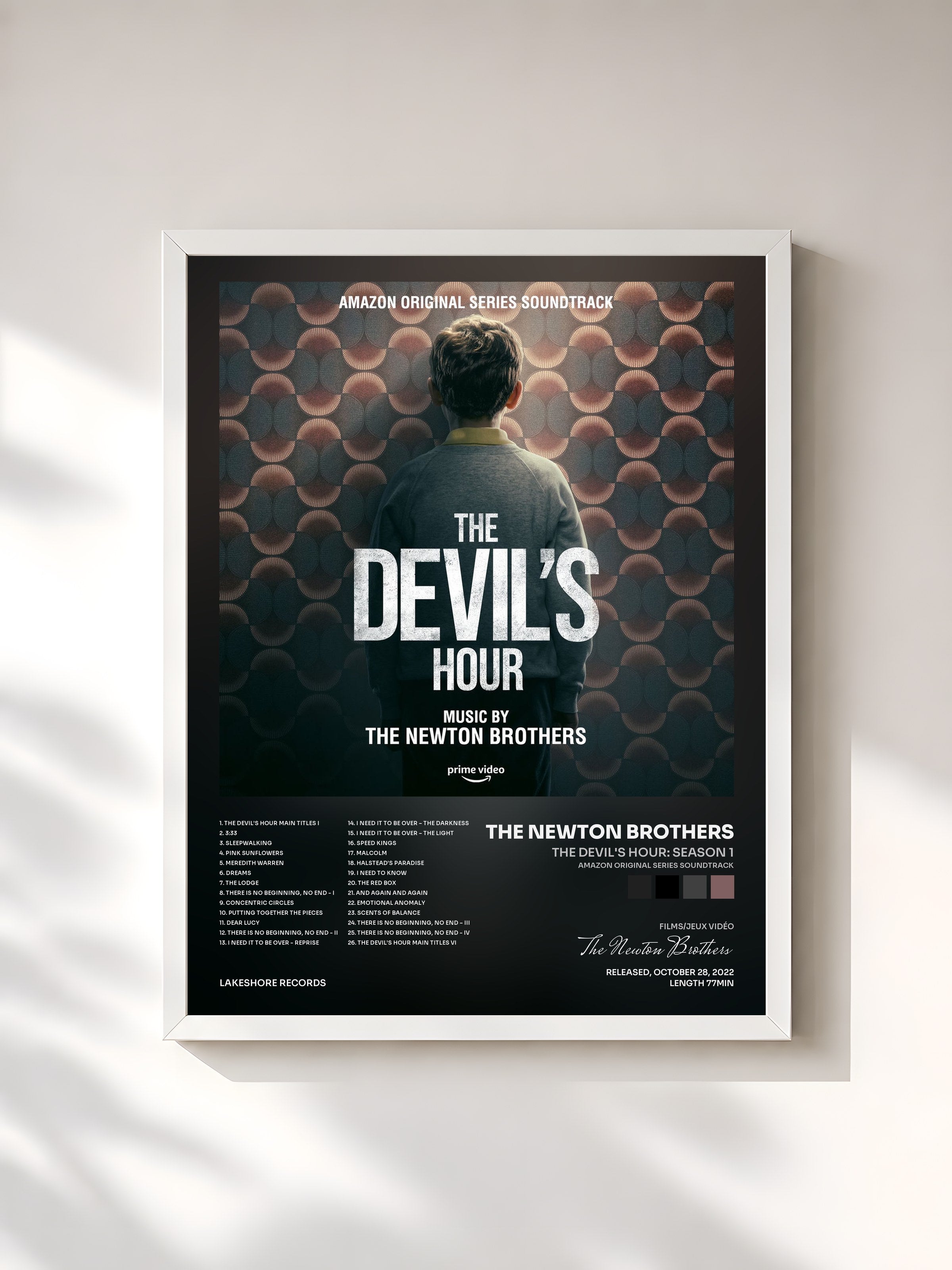 #blanc Tableau de l'album The Devil's Hour: Season 1 (Amazon Original Series Soundtrack) de The Newton Brothers, cadre blanc, imprimé et encadré en France