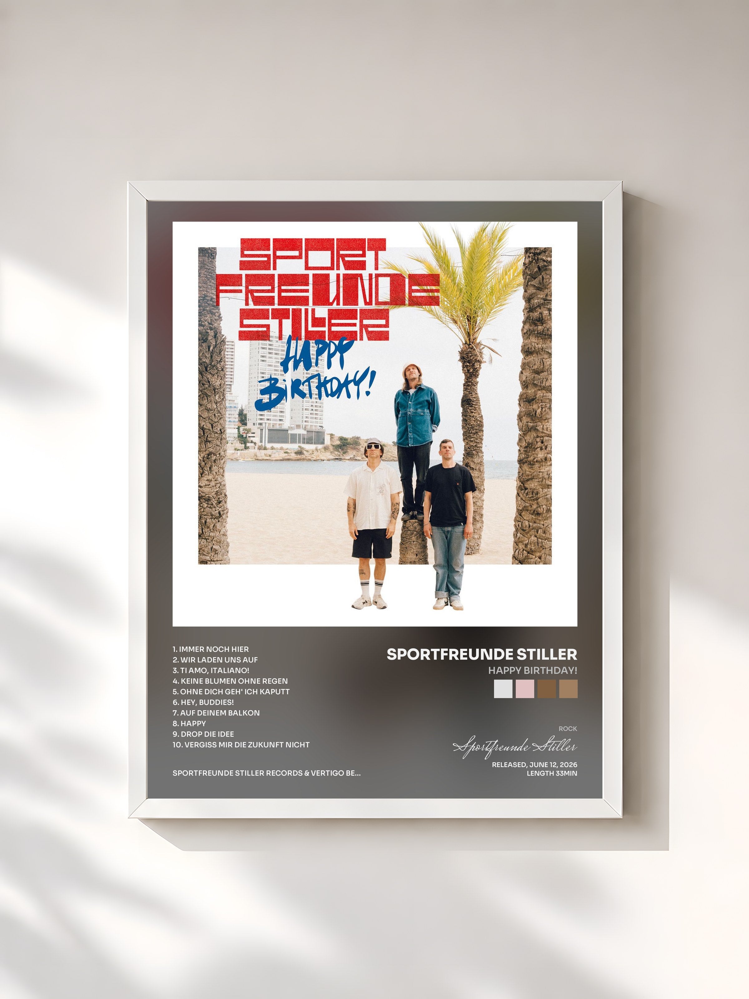#blanc Tableau de l'album Happy Birthday! de Sportfreunde Stiller, cadre blanc, imprimé et encadré en France