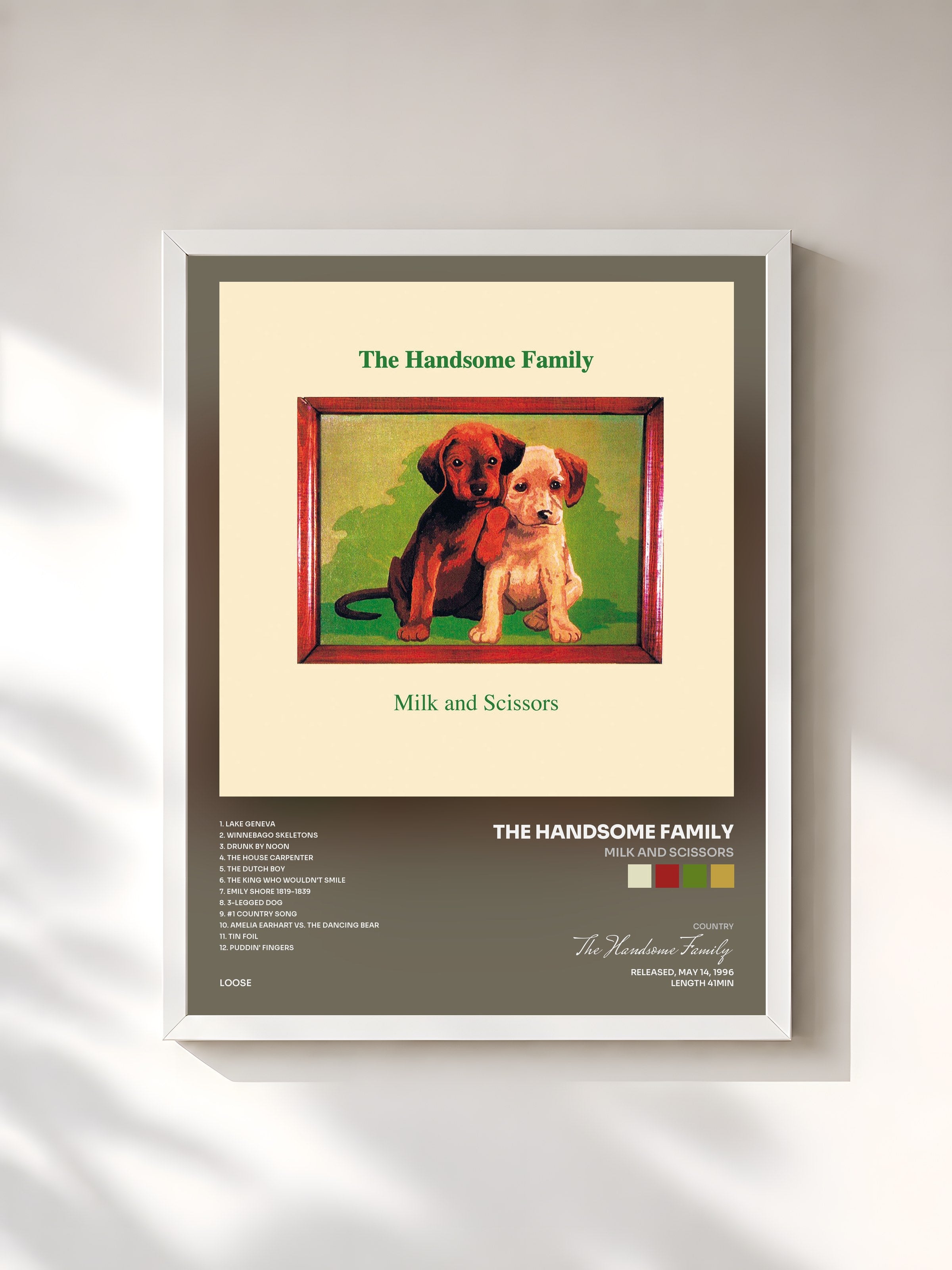 #blanc Tableau de l'album Milk and Scissors de The Handsome Family, cadre blanc, imprimé et encadré en France