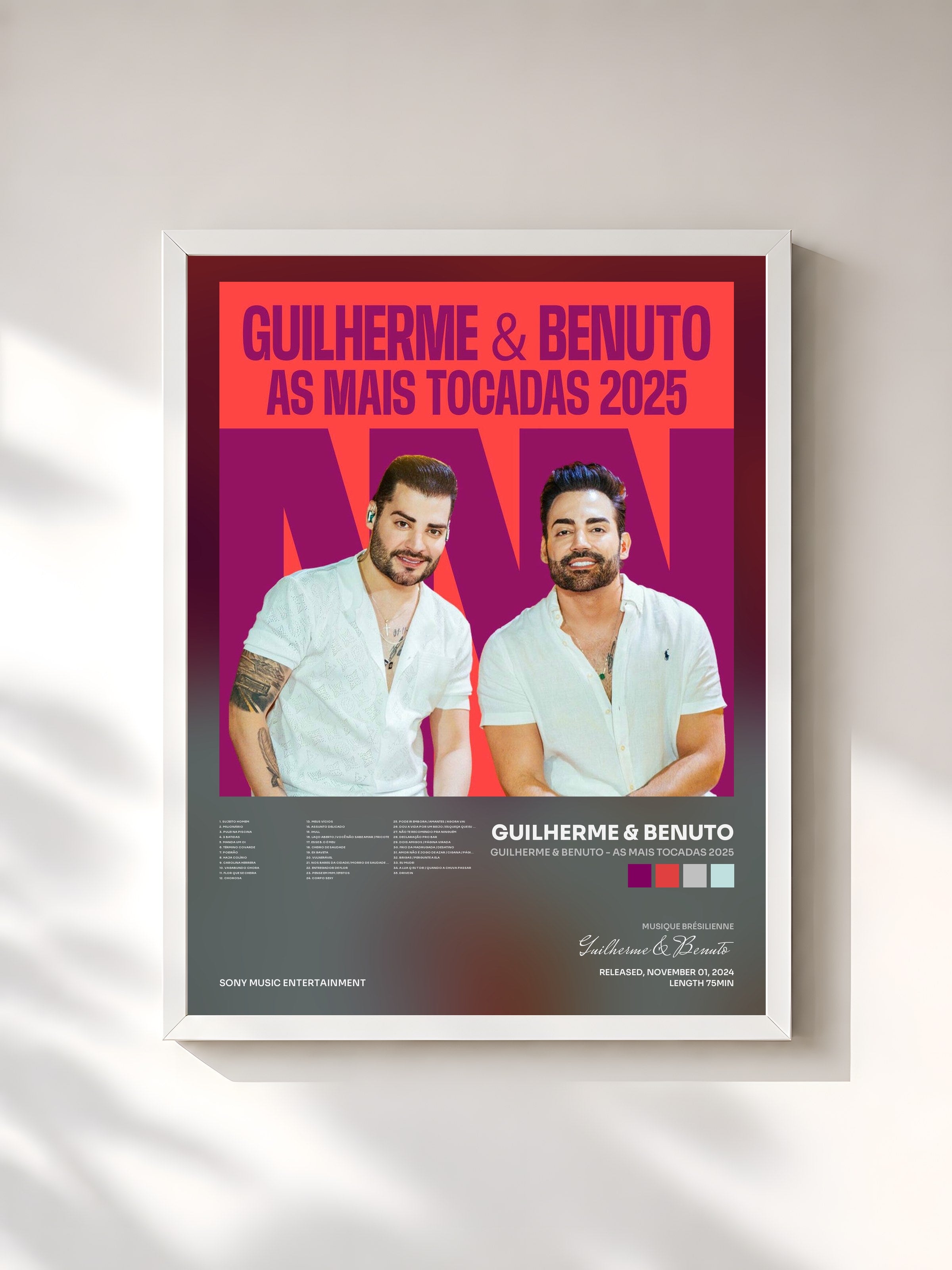 #blanc Tableau de l'album Guilherme & Benuto - As Mais Tocadas 2025 de Guilherme & Benuto, cadre blanc, imprimé et encadré en France