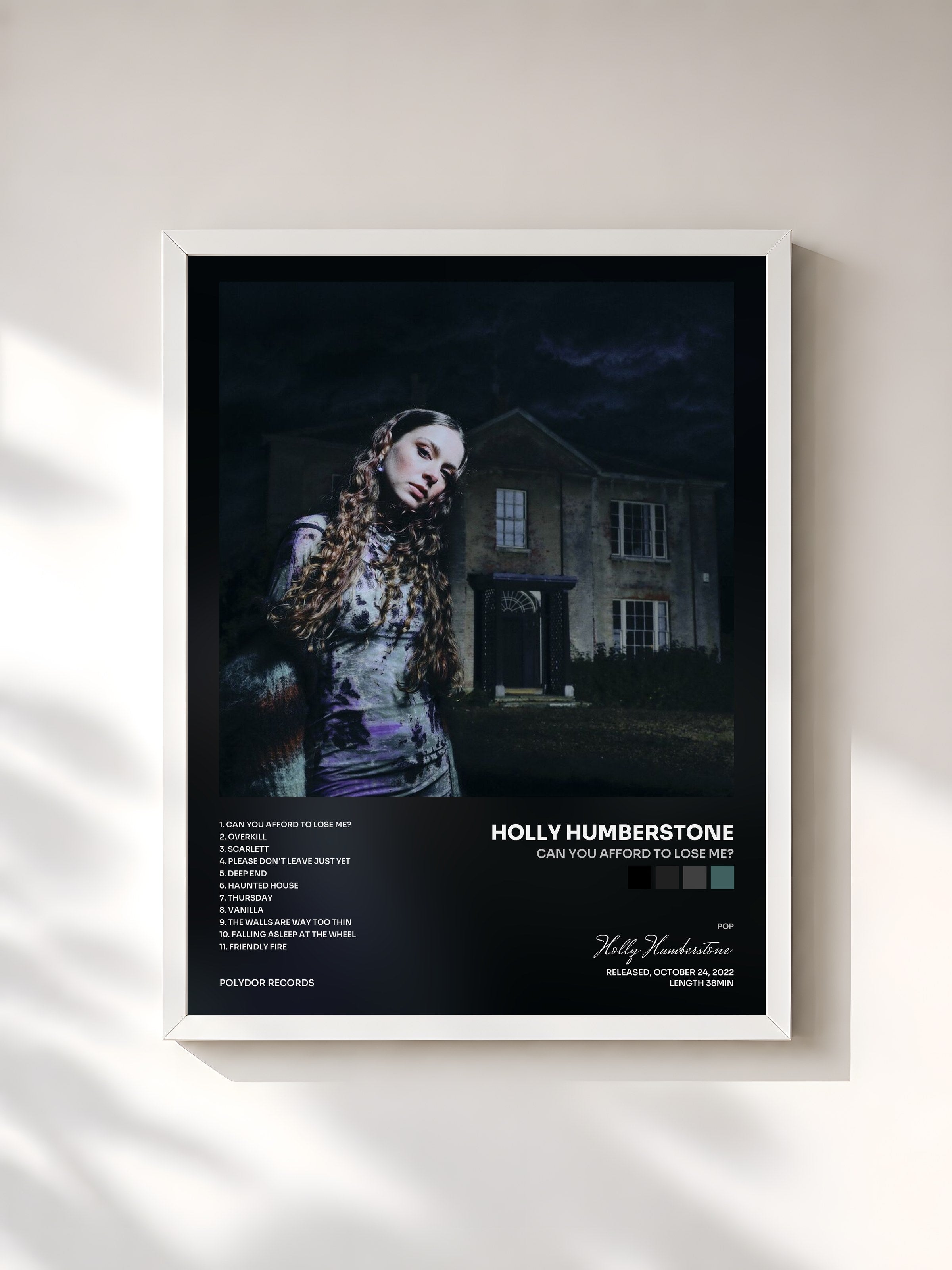 #blanc Tableau de l'album Can You Afford To Lose Me? de Holly Humberstone, cadre blanc, imprimé et encadré en France