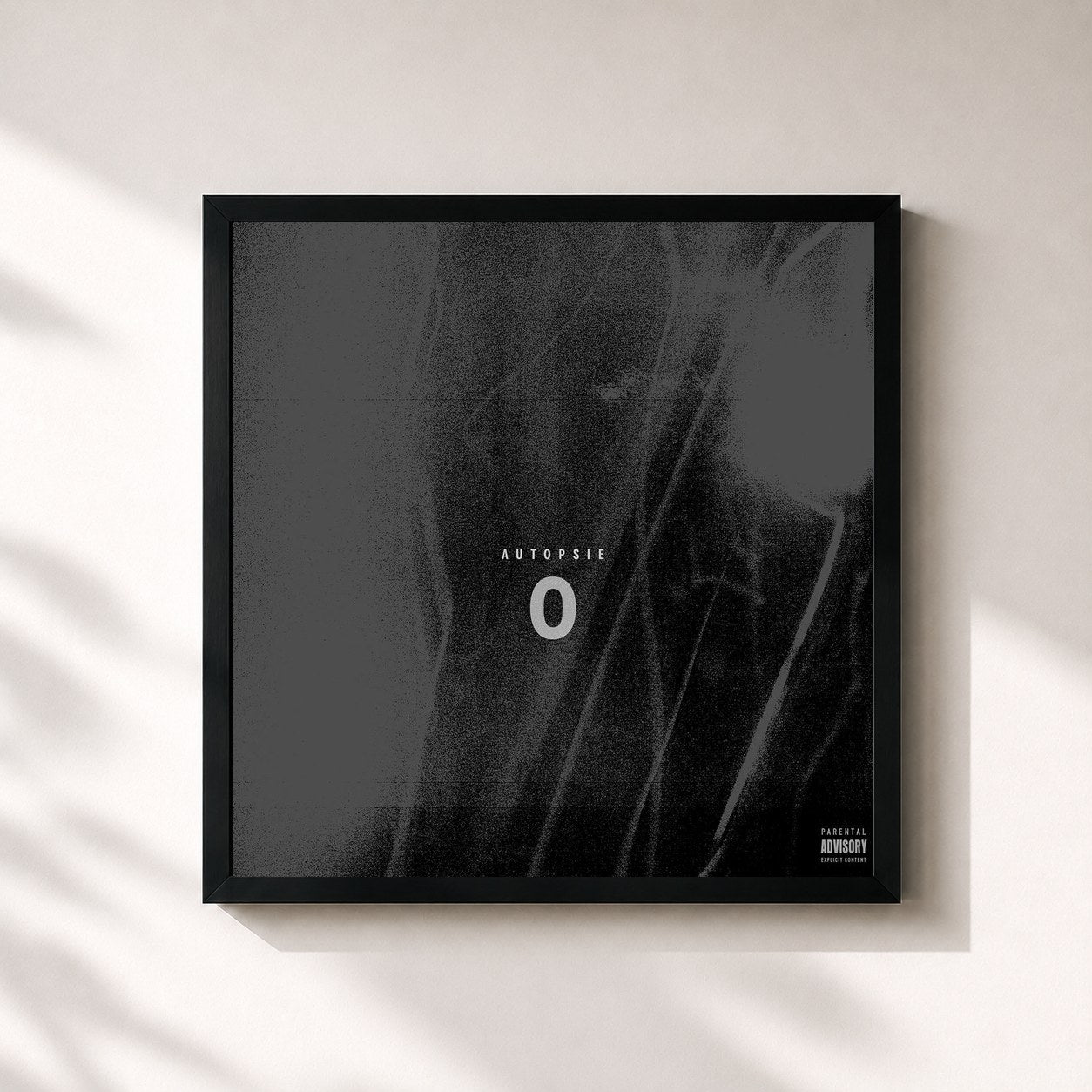 #noir Tableau carré de l'album Autopsie 0 de Booba, cadre noir 32x32 cm