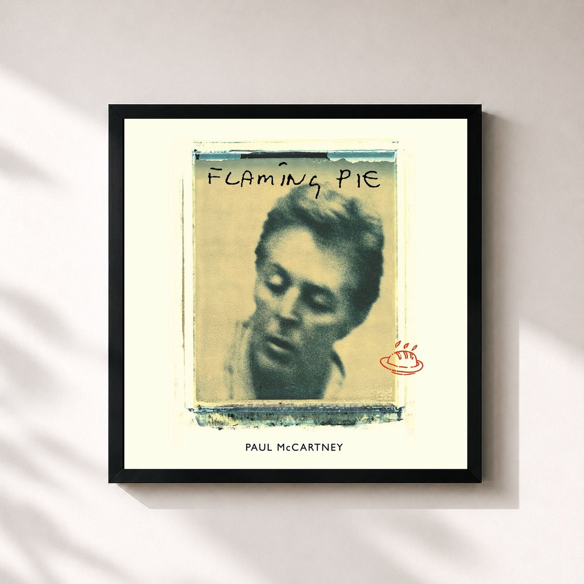 #noir Tableau carré de l'album Flaming Pie de Paul McCartney, cadre noir 32x32 cm