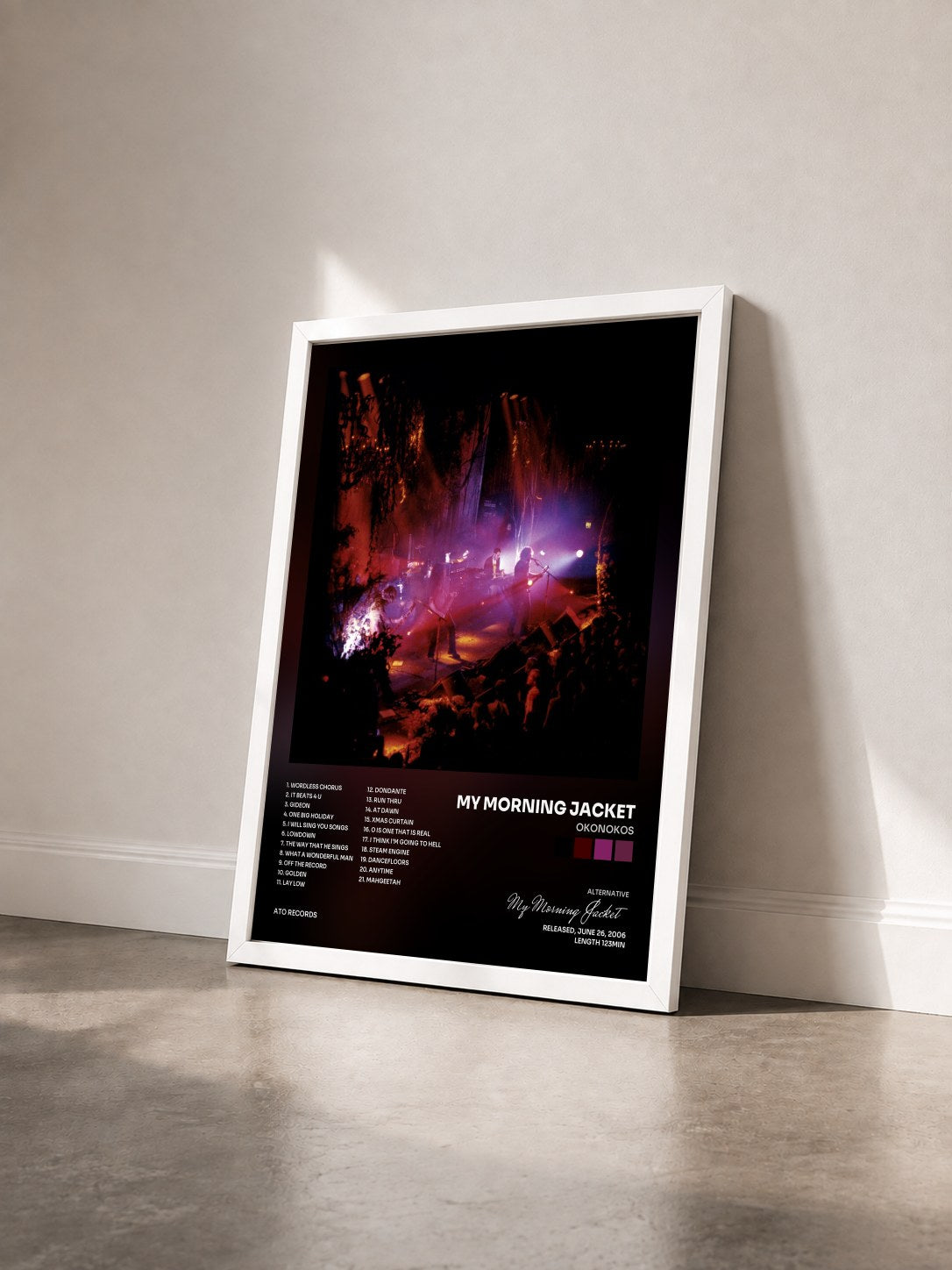 #blanc Tableau de l'album Okonokos de My Morning Jacket vu de trois quarts, cadre blanc