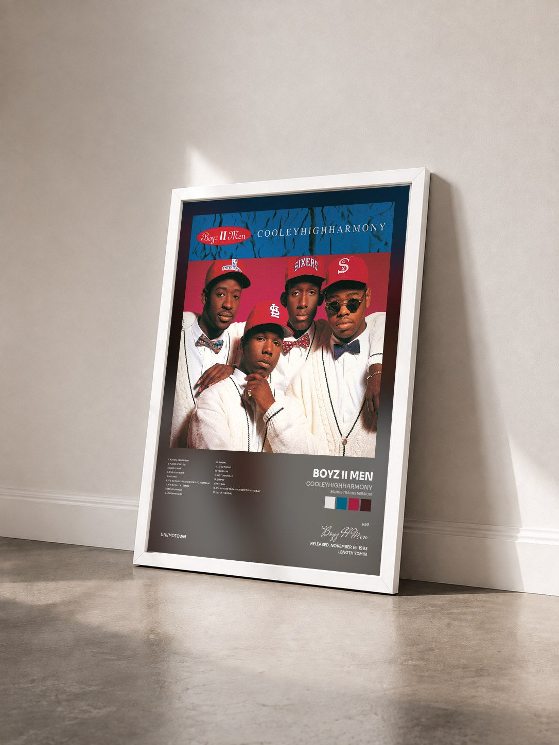 #blanc Tableau de l'album Cooleyhighharmony (Bonus Tracks Version) de Boyz II Men vu de trois quarts, cadre blanc