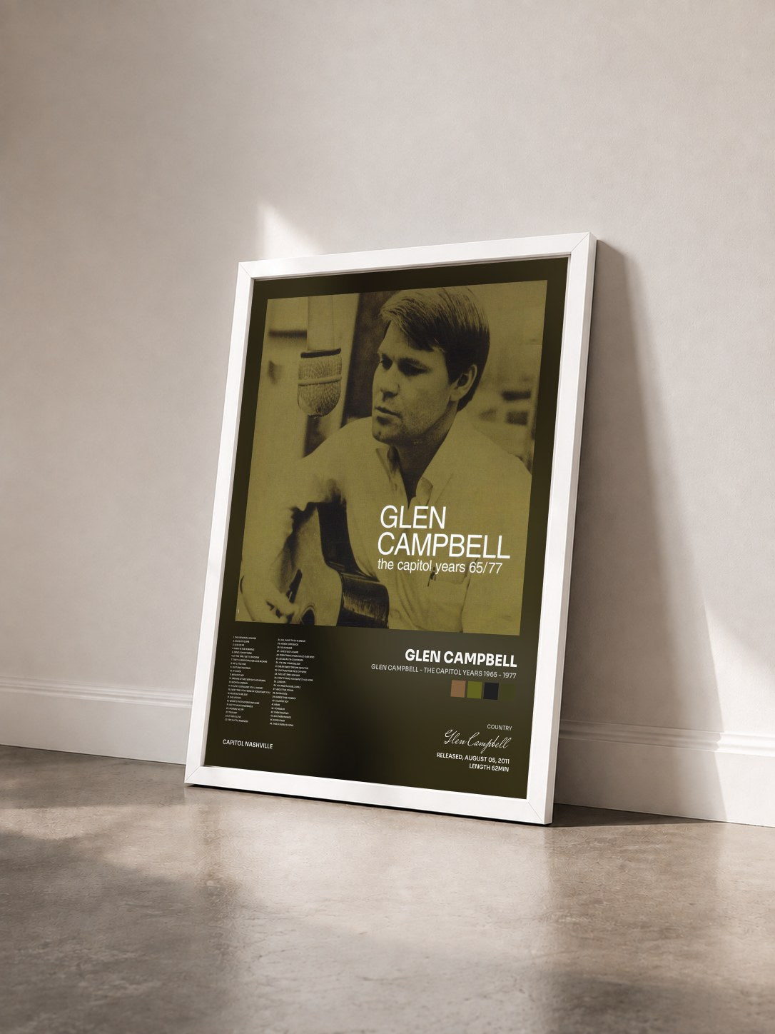 #blanc Tableau de l'album Glen Campbell - The Capitol Years 1965 - 1977 de Glen Campbell vu de trois quarts, cadre blanc