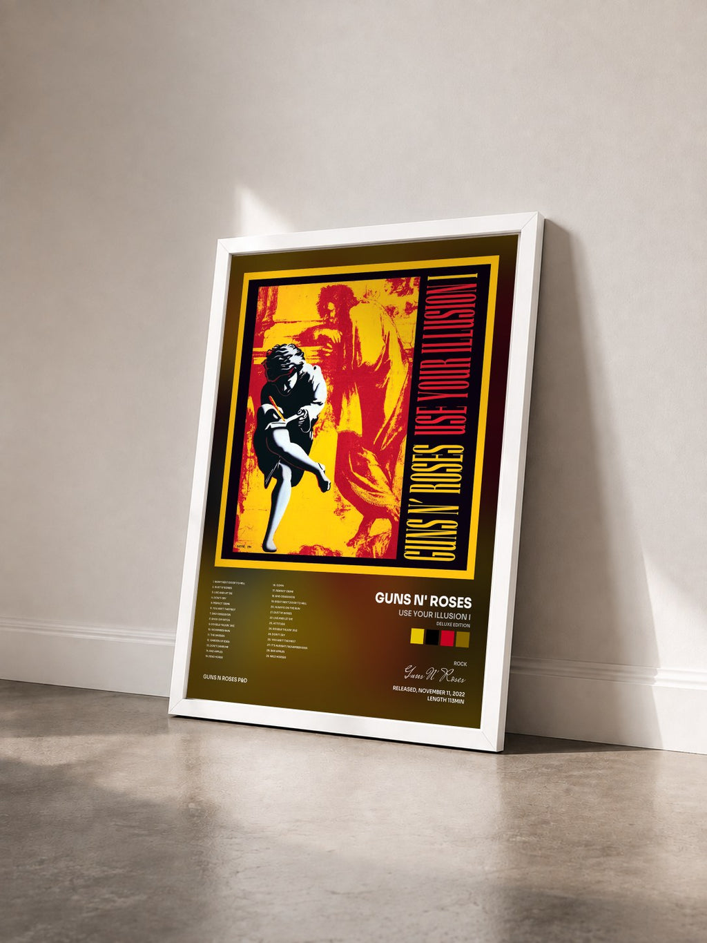#blanc Tableau de l'album Use Your Illusion I (Deluxe Edition) de Guns N' Roses vu de trois quarts, cadre blanc