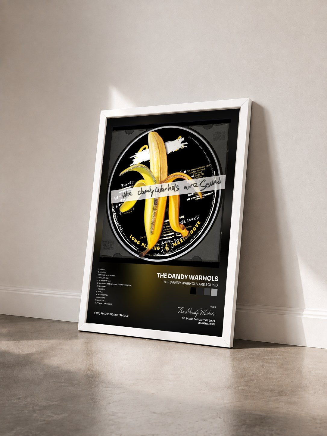 #blanc Tableau de l'album The Dandy Warhols Are Sound de The Dandy Warhols vu de trois quarts, cadre blanc