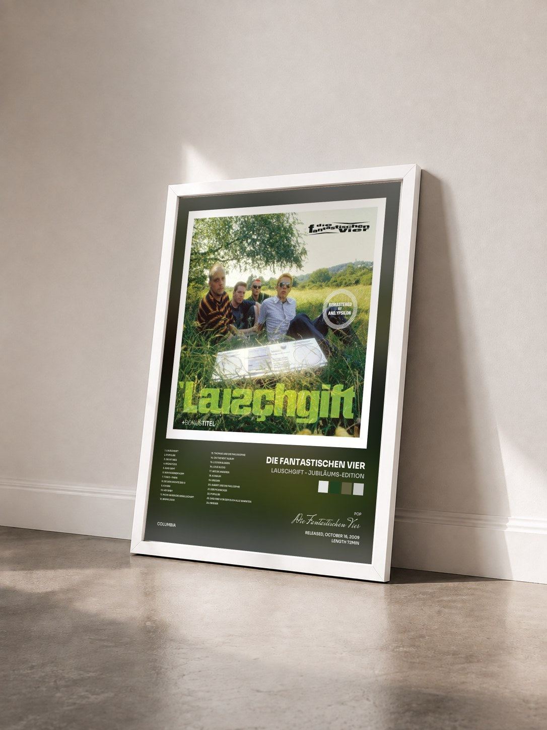 #blanc Tableau de l'album Lauschgift - Jubiläums-Edition de Die Fantastischen Vier vu de trois quarts, cadre blanc