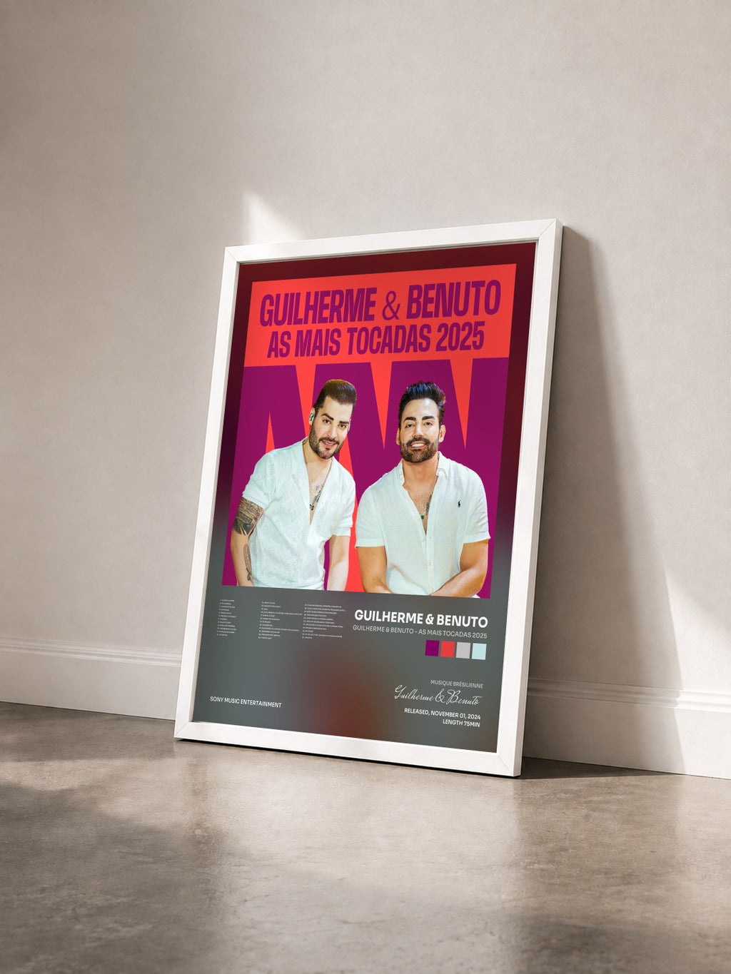 #blanc Guilherme & Benuto - As Mais Tocadas 2025 by Guilherme & Benuto as a framed art print seen at an angle, white frame