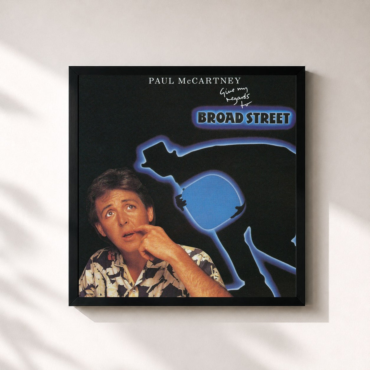 #noir Tableau carré de l'album Give My Regards To Broad Street de Paul McCartney, cadre noir 32x32 cm
