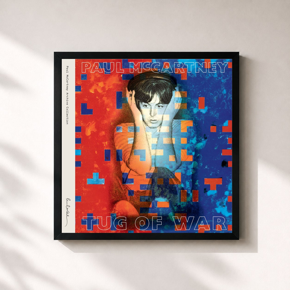 #noir Tableau carré de l'album Tug Of War (Archive Collection) de Paul McCartney, cadre noir 32x32 cm