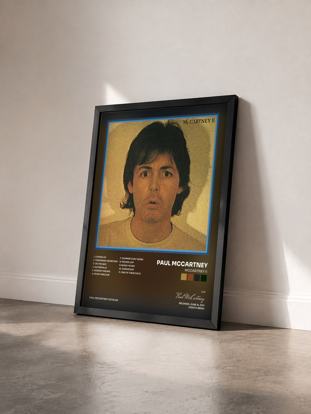#noir Tableau de l'album McCartney II de Paul McCartney vu de trois quarts, cadre noir