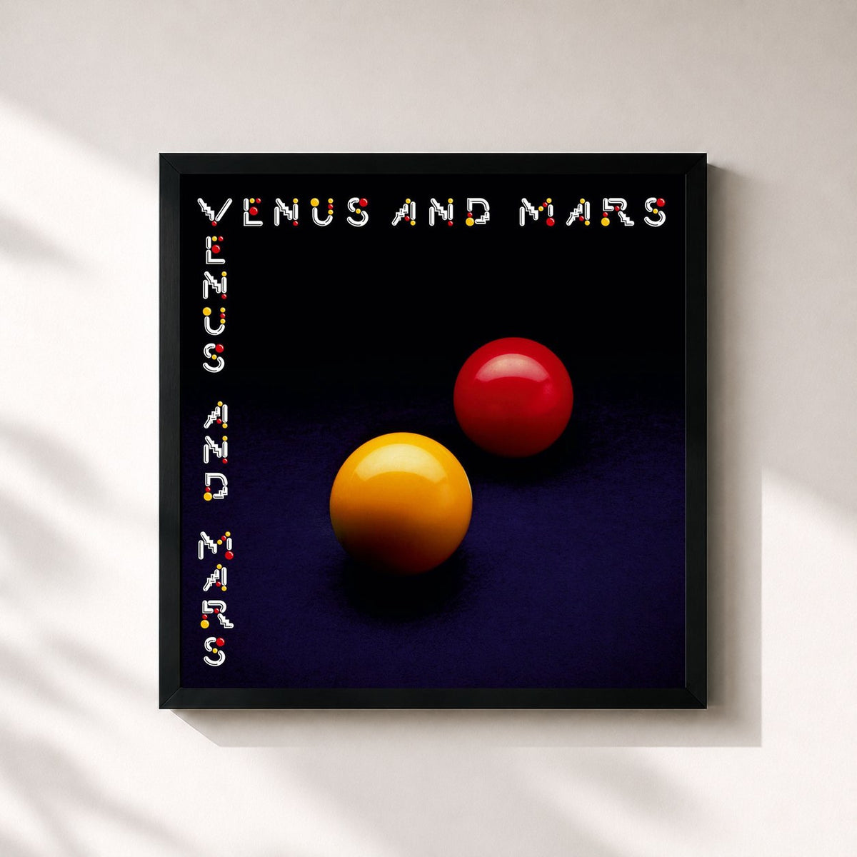#noir Tableau carré de l'album Venus And Mars de Paul McCartney, cadre noir 32x32 cm