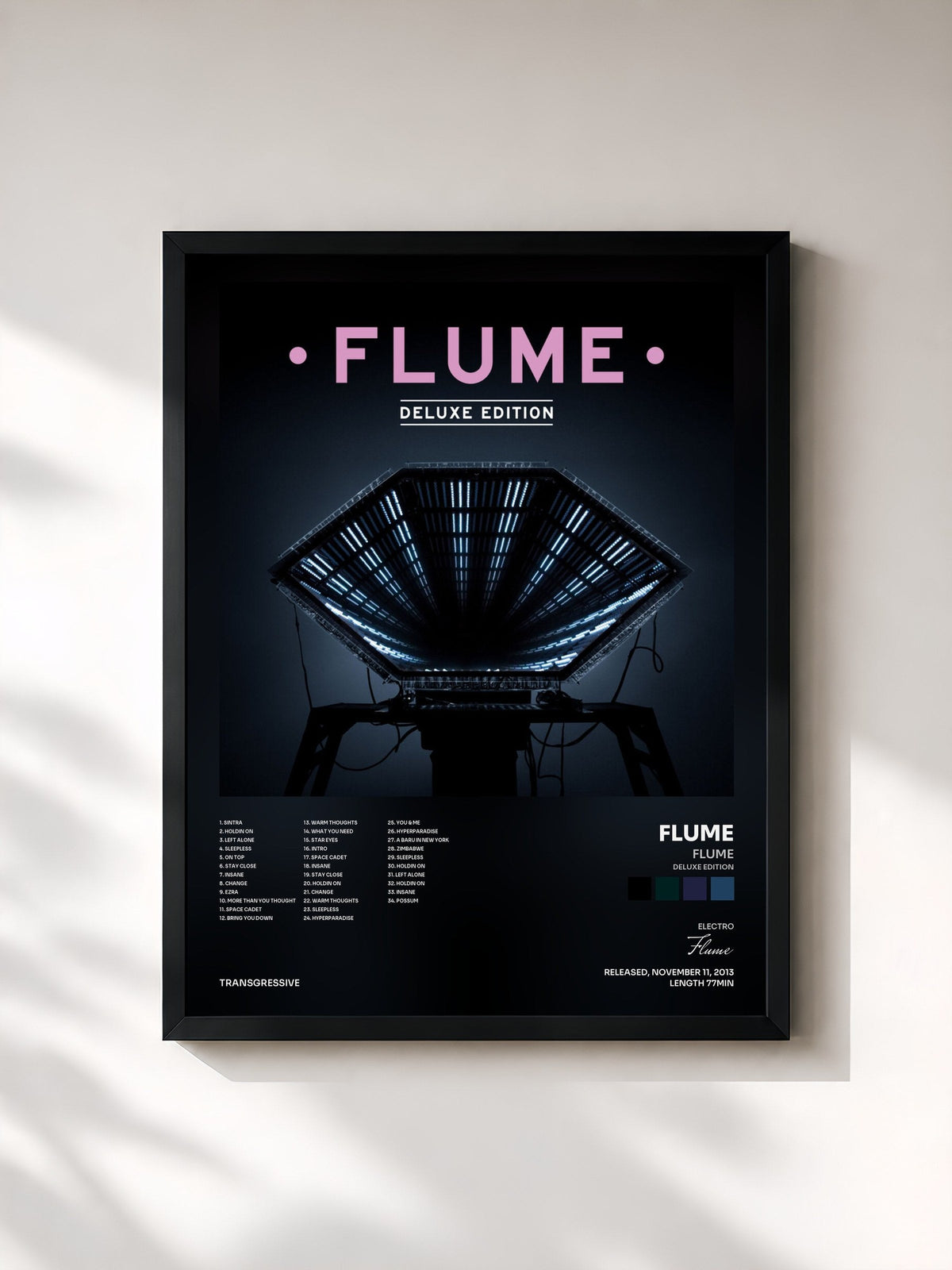 #noir Tableau de l'album Flume (Deluxe Edition) de Flume, cadre noir, imprimé et encadré en France