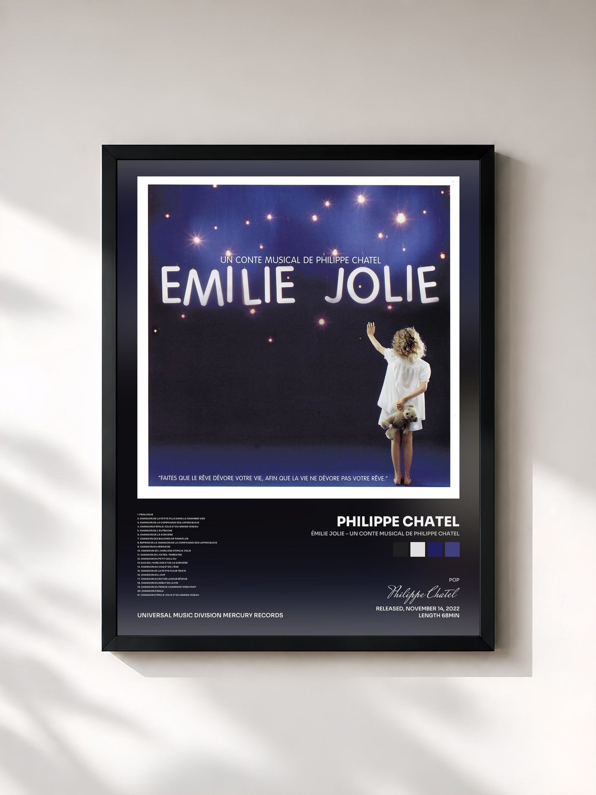 #noir Émilie Jolie - Un conte musical de Philippe Chatel de Philippe Chatel en lámina enmarcada, marco negro, impresa y enmarcada en Francia