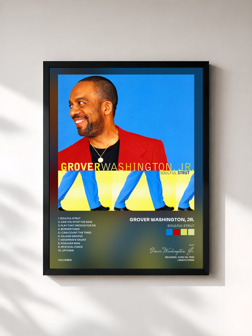 #noir Tableau de l'album Soulful Strut de Grover Washington, Jr., cadre noir, imprimé et encadré en France