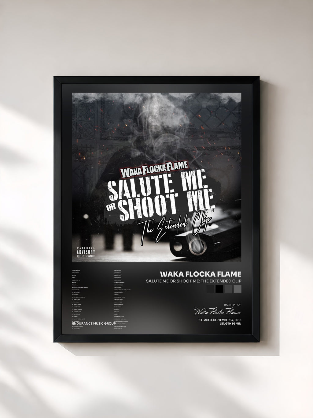 #noir Tableau de l'album Salute Me or Shoot Me: The Extended Clip de Waka Flocka Flame, cadre noir, imprimé et encadré en France