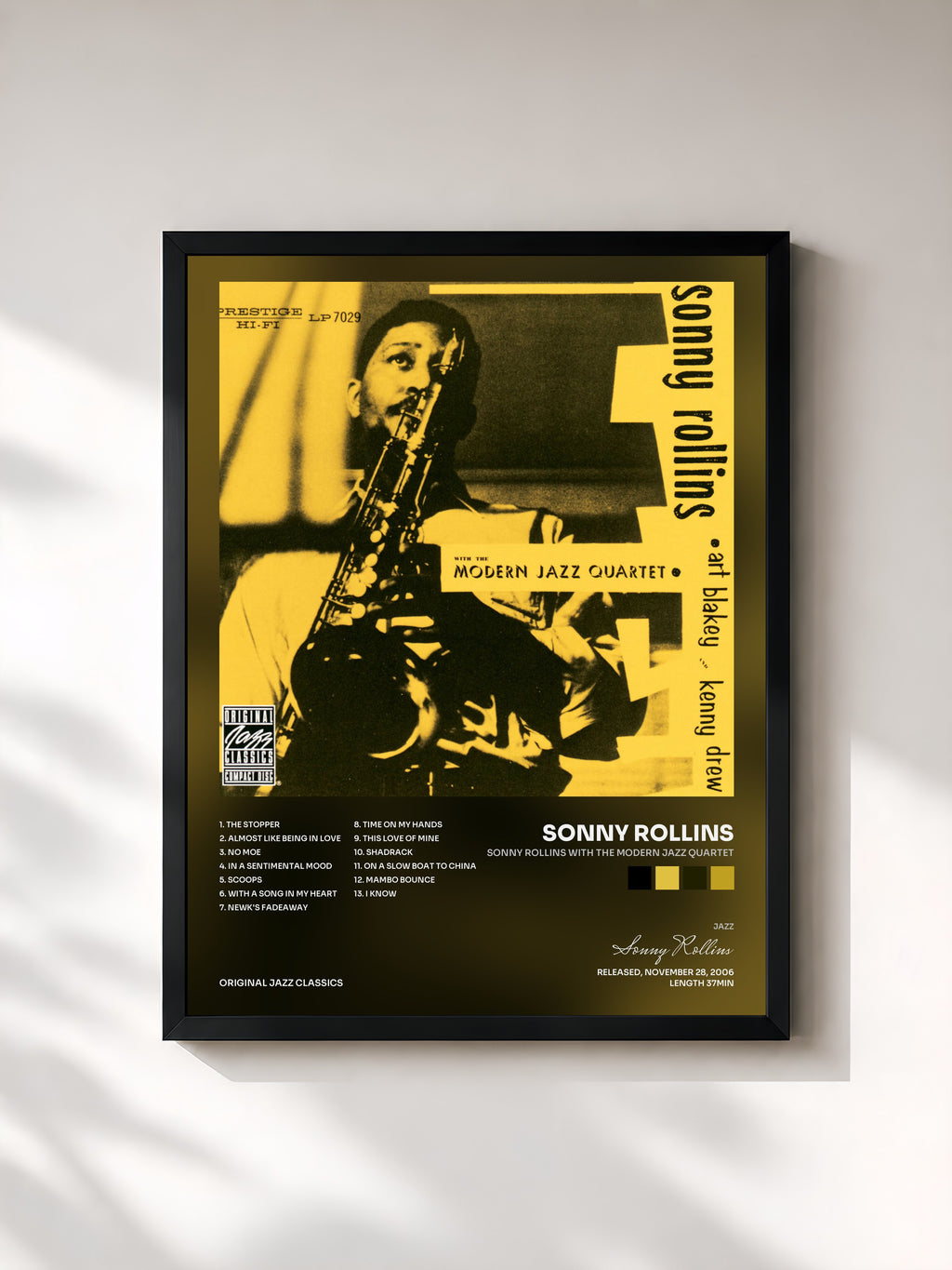 #noir Tableau de l'album Sonny Rollins With The Modern Jazz Quartet de Sonny Rollins, cadre noir, imprimé et encadré en France