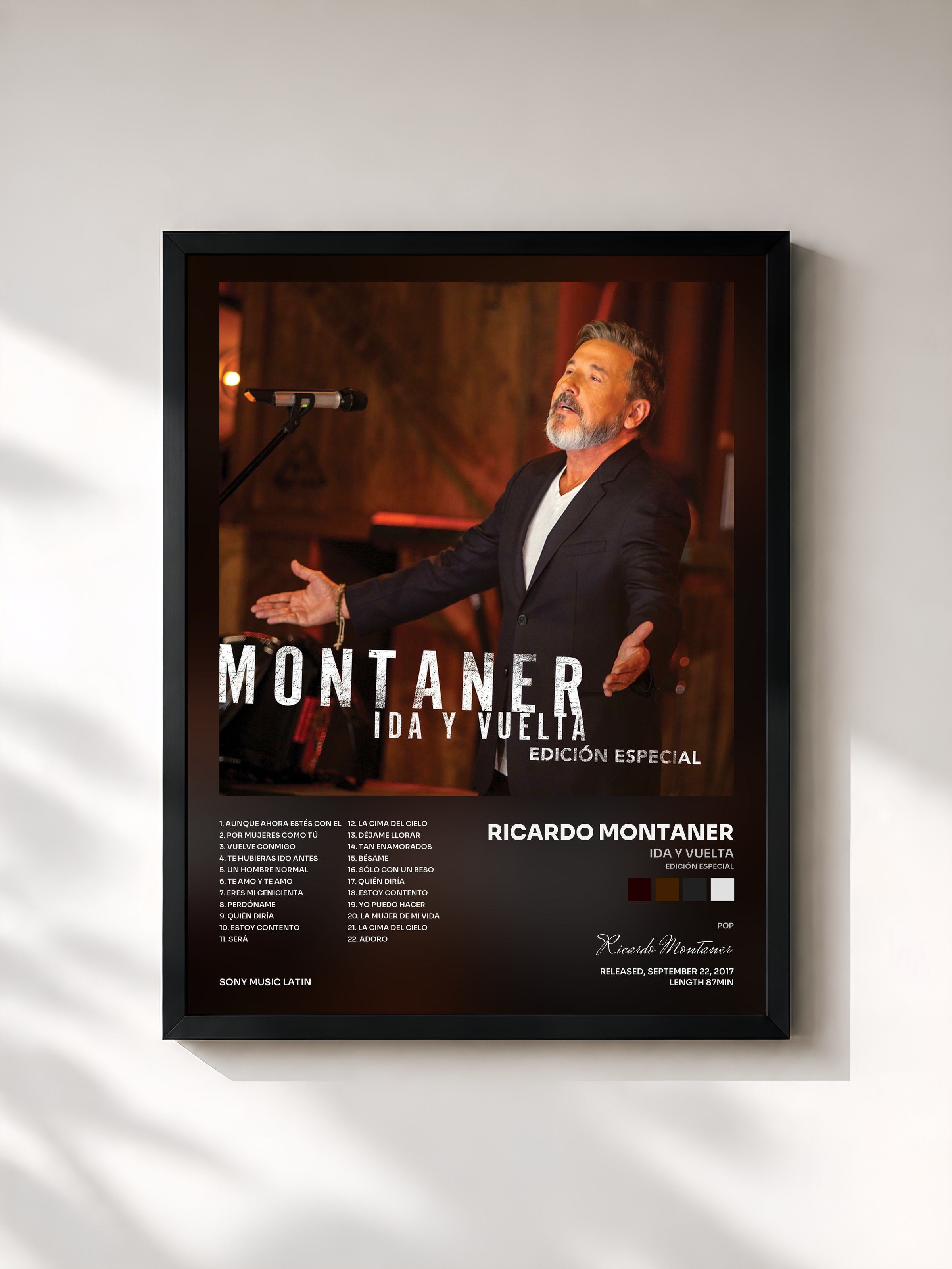 #noir Tableau de l'album Ida y Vuelta (Edición Especial) de Ricardo Montaner, cadre noir, imprimé et encadré en France