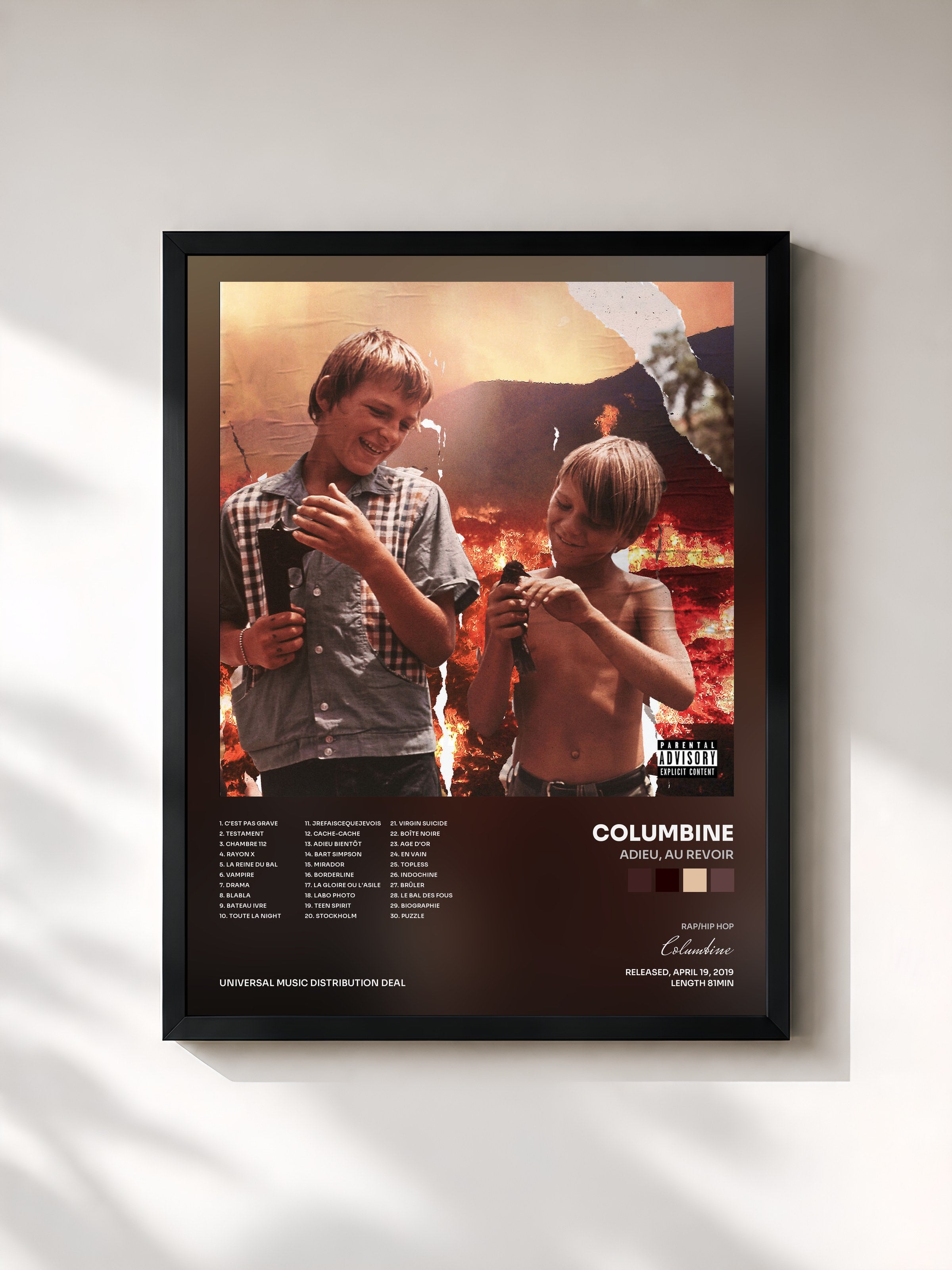 #noir Adieu, au revoir by Columbine as a framed art print, black frame, printed and framed in France