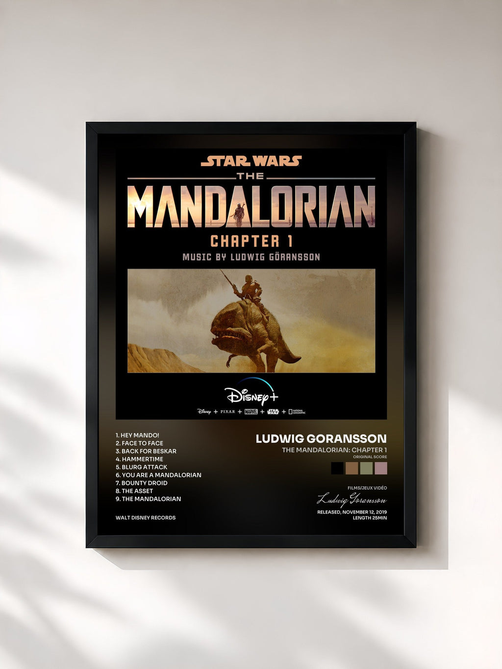 #noir The Mandalorian: Chapter 1 (Original Score) di Ludwig Goransson in stampa incorniciata, cornice nera, stampata e incorniciata in Francia