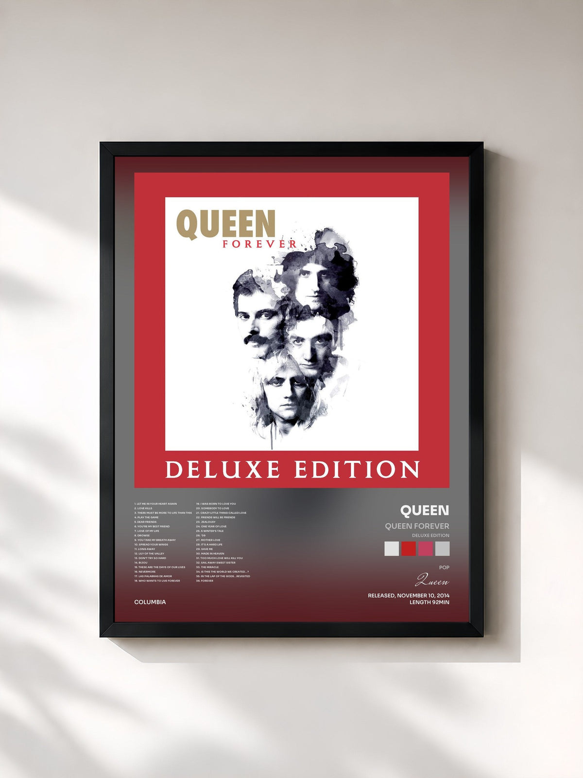 #noir Tableau de l'album Queen Forever (Deluxe Edition) de Queen, cadre noir, imprimé et encadré en France