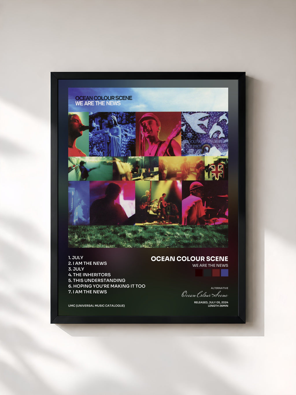 #noir Tableau de l'album We Are The News de Ocean Colour Scene, cadre noir, imprimé et encadré en France