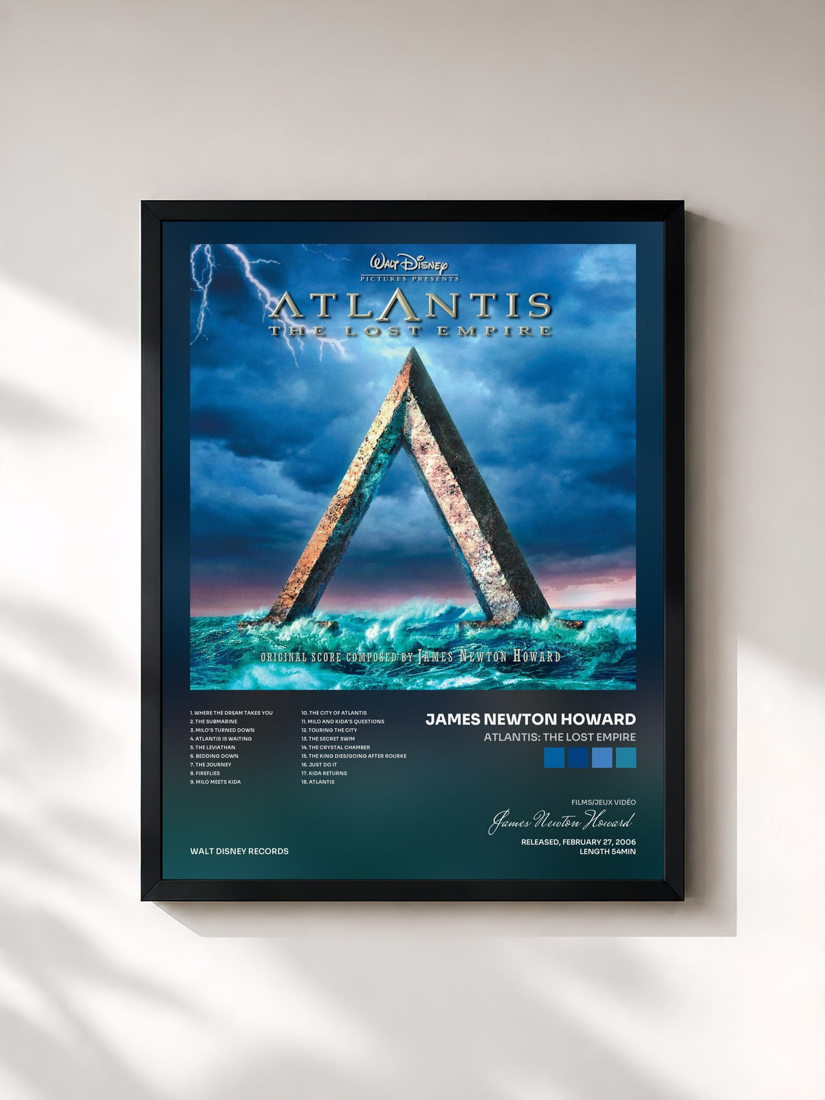 #noir Tableau de l'album Atlantis: The Lost Empire de James Newton Howard, cadre noir, imprimé et encadré en France