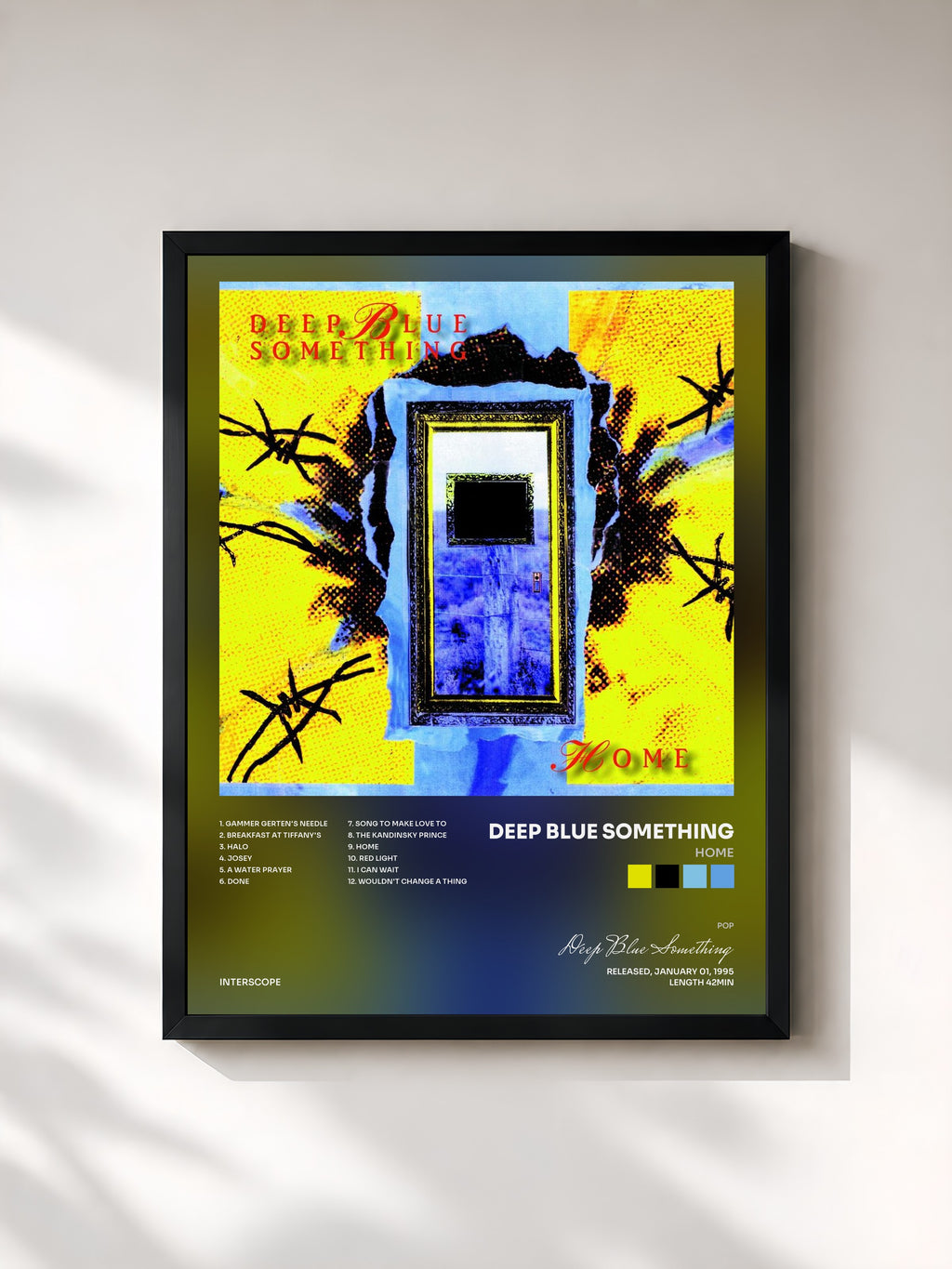 #noir Tableau de l'album Home de Deep Blue Something, cadre noir, imprimé et encadré en France