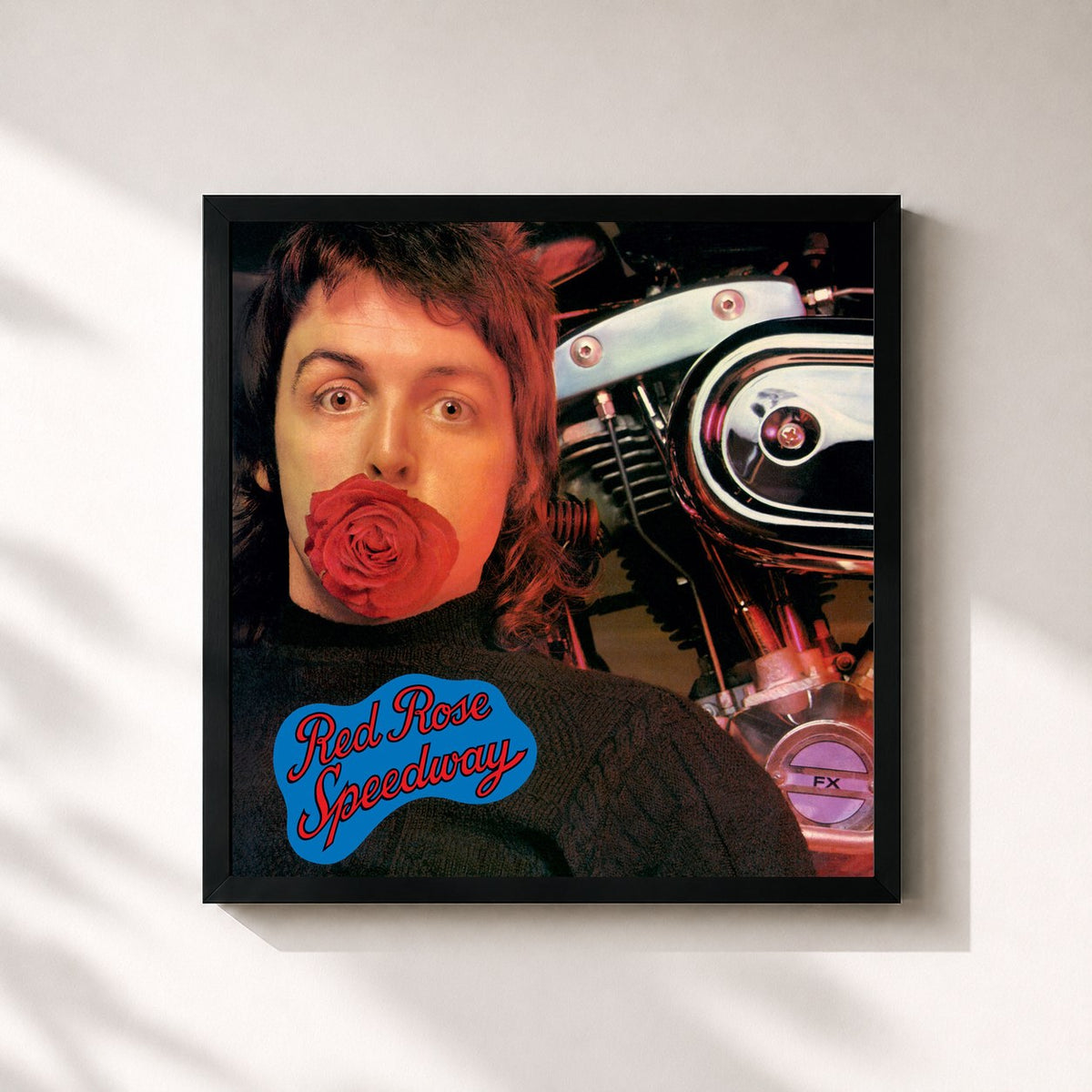 #noir Tableau carré de l'album Red Rose Speedway de Paul McCartney, cadre noir 32x32 cm