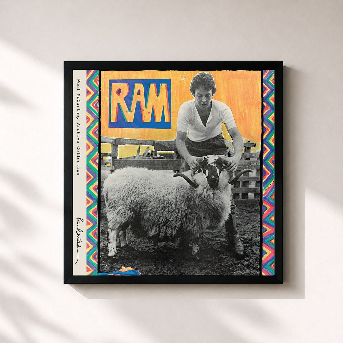 #noir Tableau carré de l'album RAM (Archive Collection) de Paul McCartney, cadre noir 32x32 cm