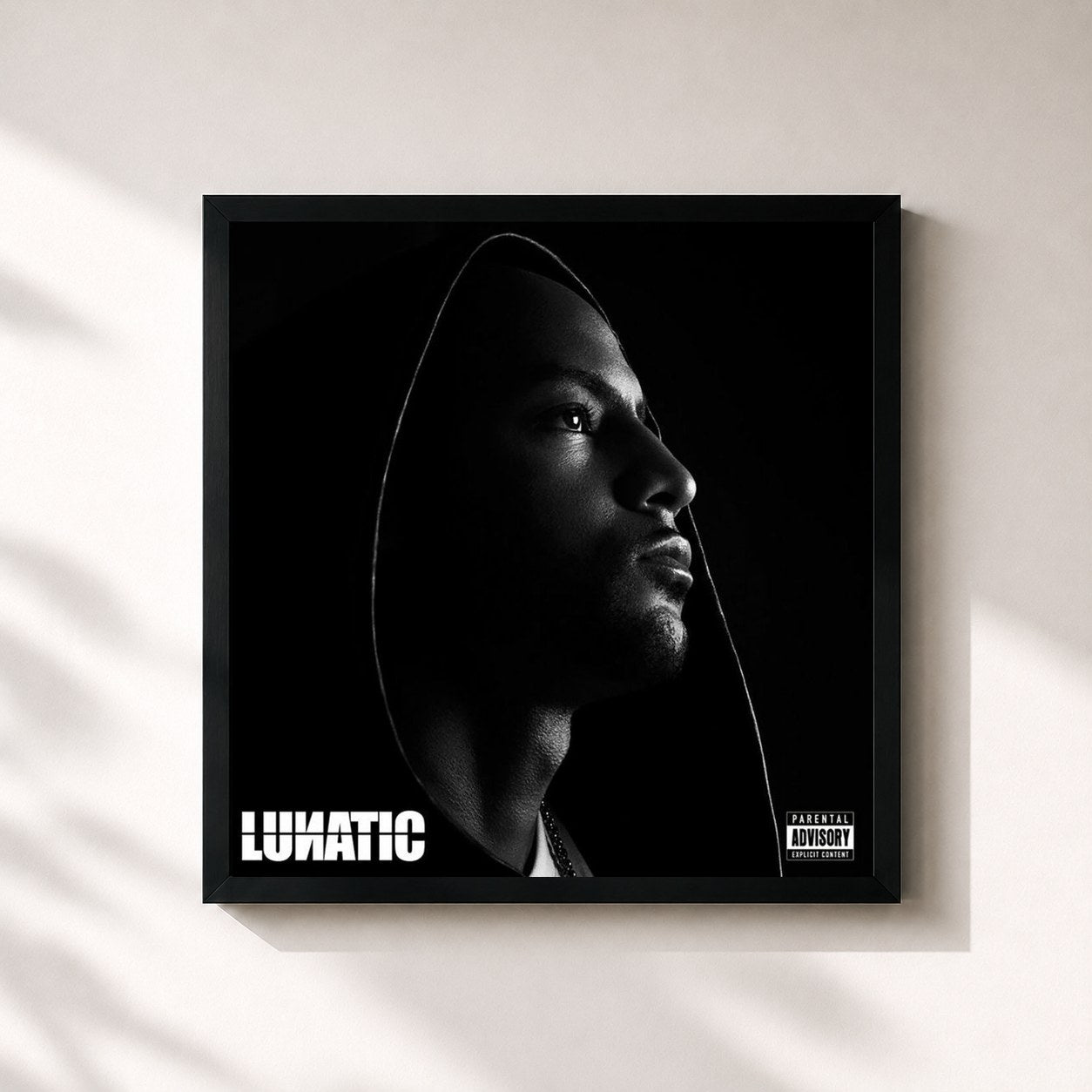 #noir Lunatic by Booba as a square framed art print, black 32x32 cm frame
