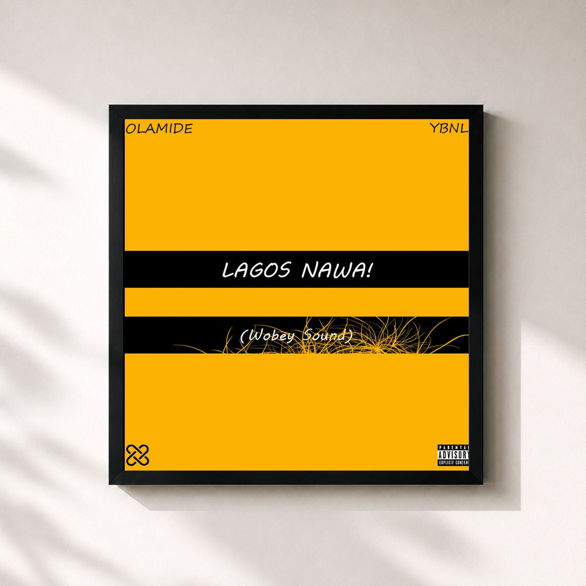 #noir Tableau carré de l'album Lagos Nawa! de Olamide, cadre noir 32x32 cm