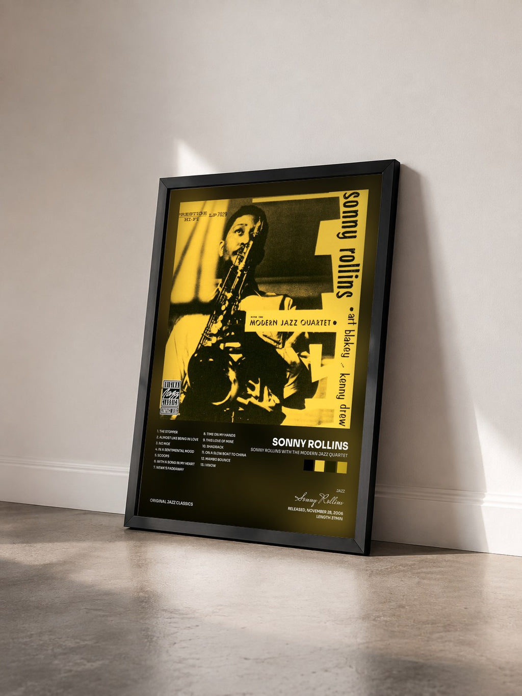 #noir Tableau de l'album Sonny Rollins With The Modern Jazz Quartet de Sonny Rollins vu de trois quarts, cadre noir