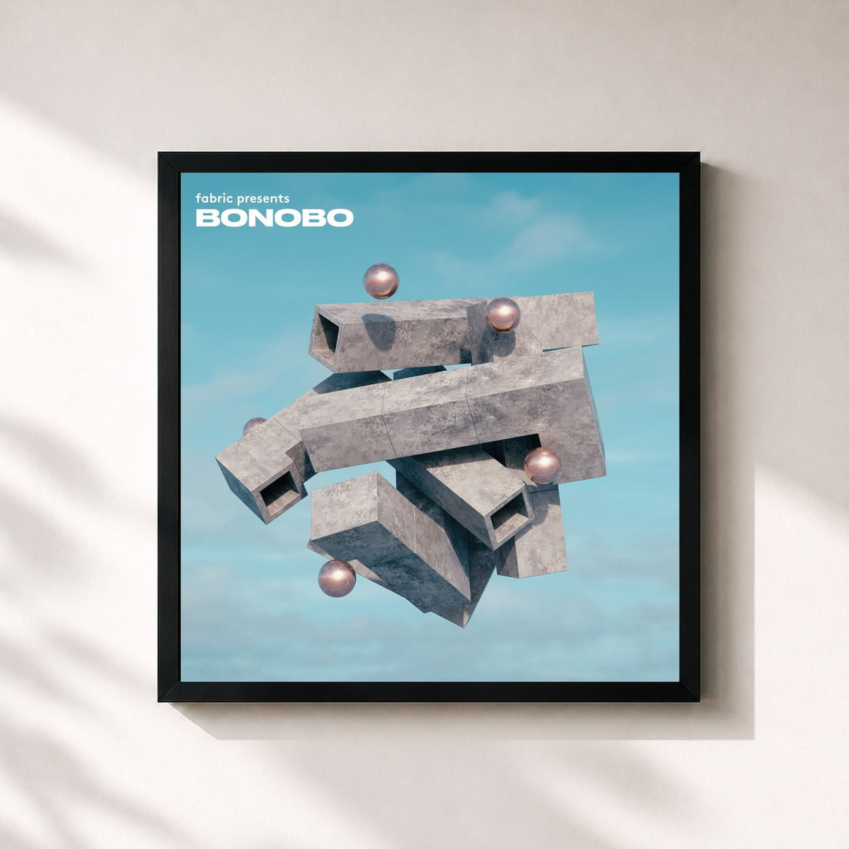 #noir Tableau carré de l'album fabric presents Bonobo (DJ Mix) de Bonobo, cadre noir 32x32 cm