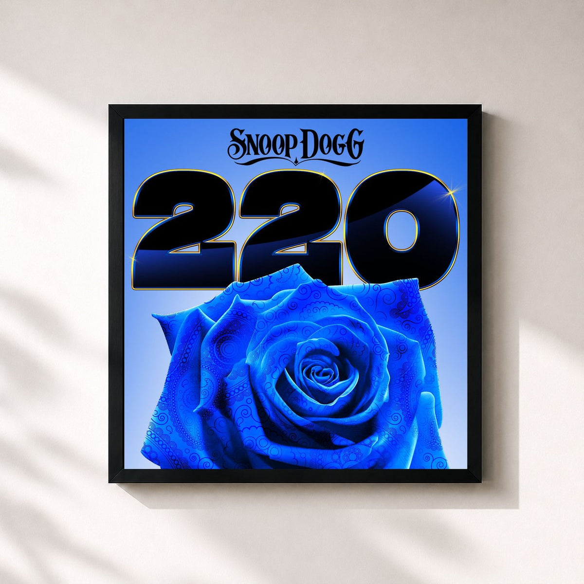 #noir Tableau carré de l'album 220 de Snoop Dogg, cadre noir 32x32 cm