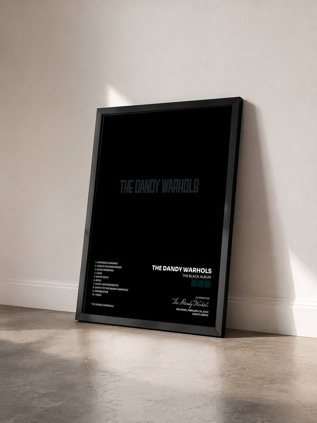 #noir Tableau de l'album The Black Album de The Dandy Warhols vu de trois quarts, cadre noir