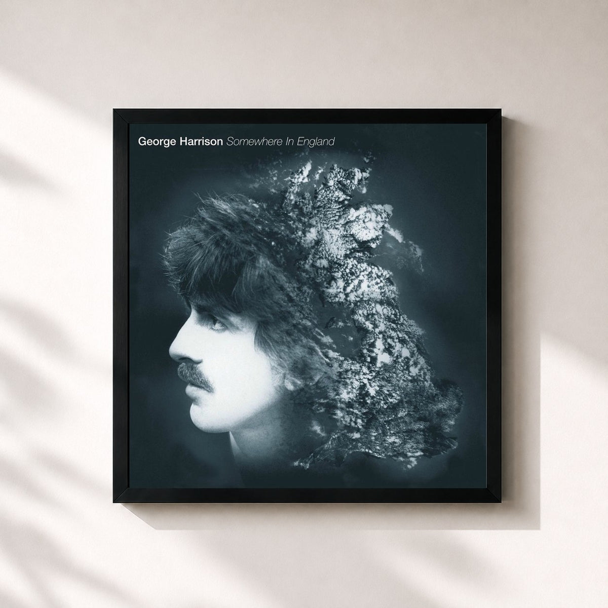 #noir Tableau carré de l'album Somewhere In England de George Harrison, cadre noir 32x32 cm