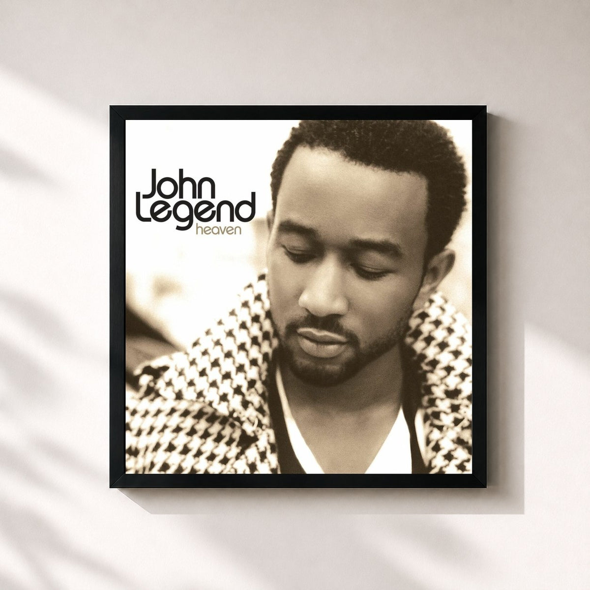 #noir Tableau carré de l'album Heaven de John Legend, cadre noir 32x32 cm