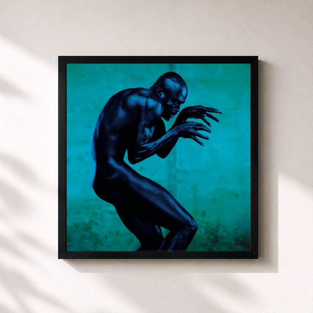 #noir Human Being de Seal en lámina cuadrada enmarcada, marco negro de 32x32 cm