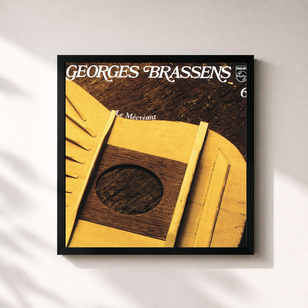 #noir Le Mecreant-Volume 6 di Georges Brassens in stampa quadrata incorniciata, cornice nera 32x32 cm
