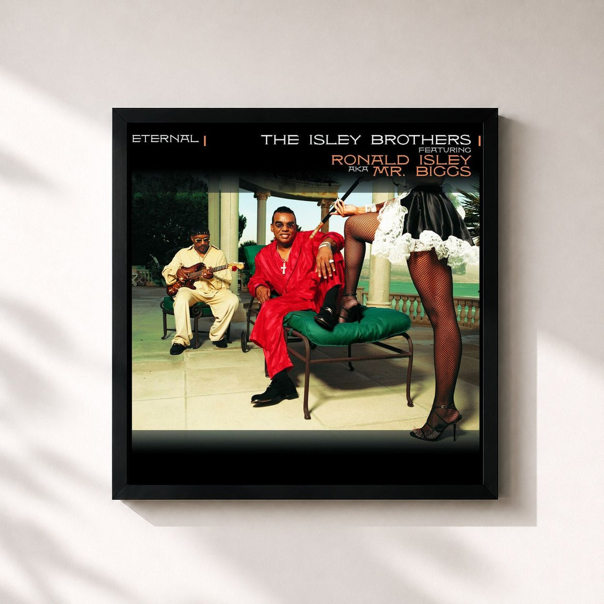 #noir Tableau carré de l'album Eternal de The Isley Brothers, cadre noir 32x32 cm