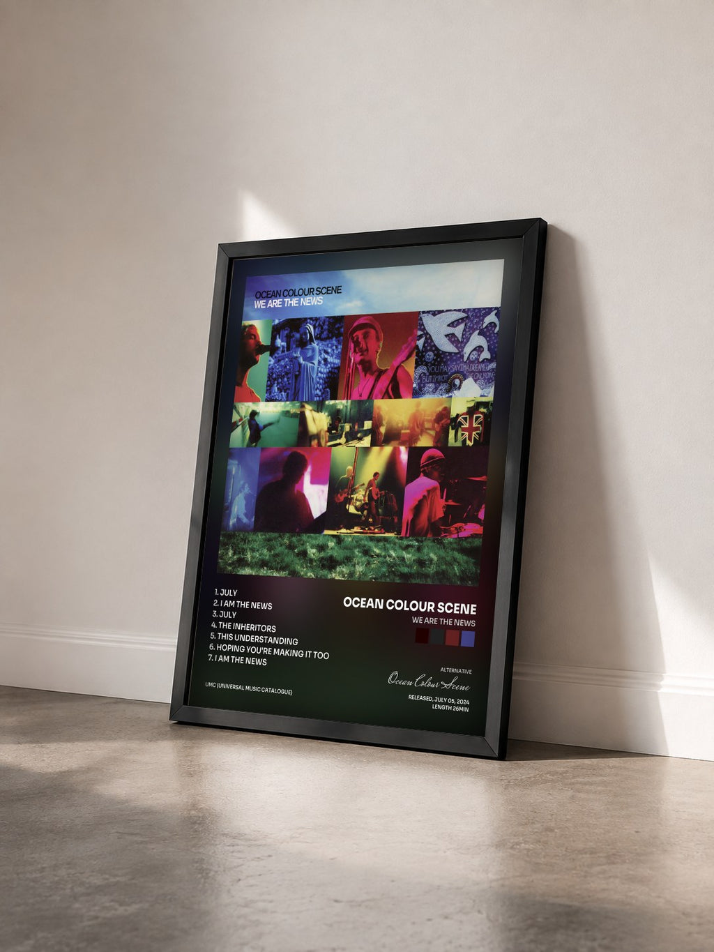 #noir Tableau de l'album We Are The News de Ocean Colour Scene vu de trois quarts, cadre noir