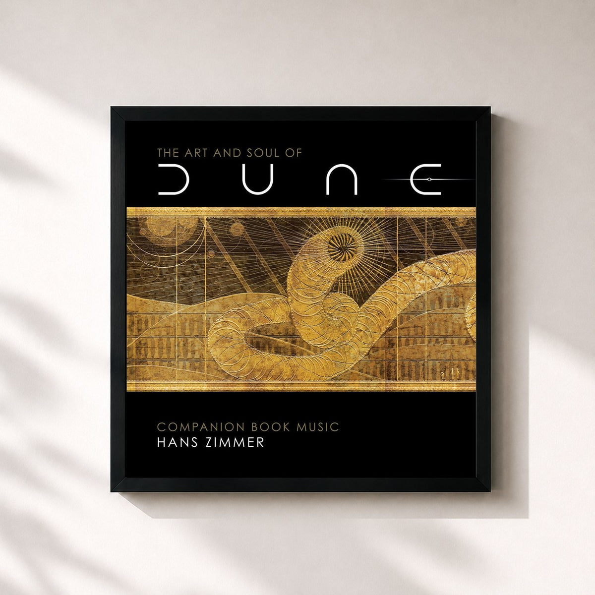 #noir Tableau carré de l'album The Art and Soul of Dune (Companion Book Music) de Hans Zimmer, cadre noir 32x32 cm