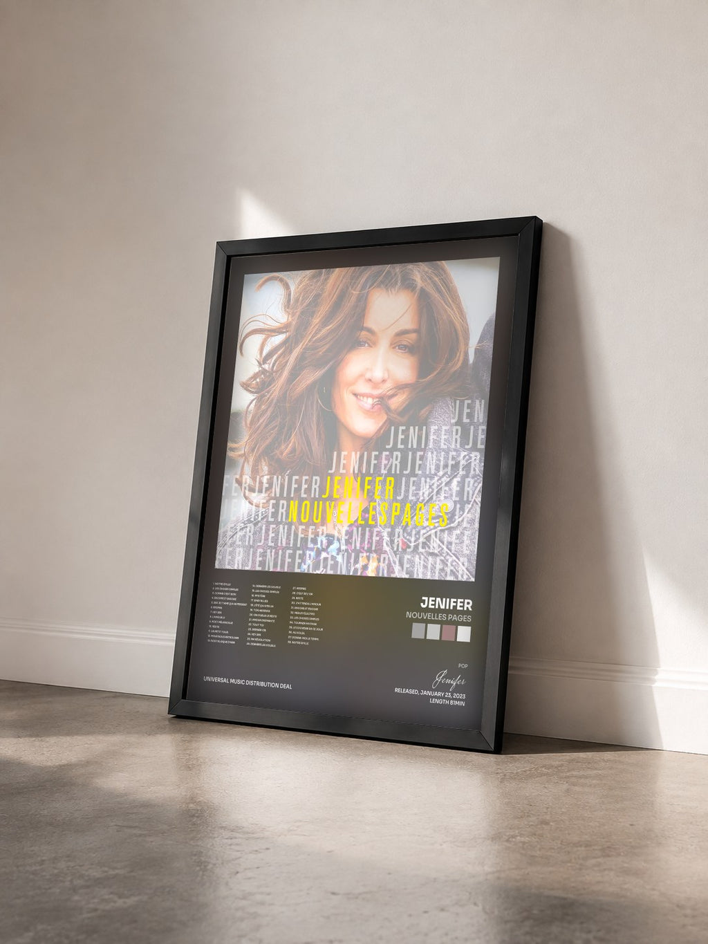 #noir Tableau de l'album Nouvelles pages de Jenifer vu de trois quarts, cadre noir