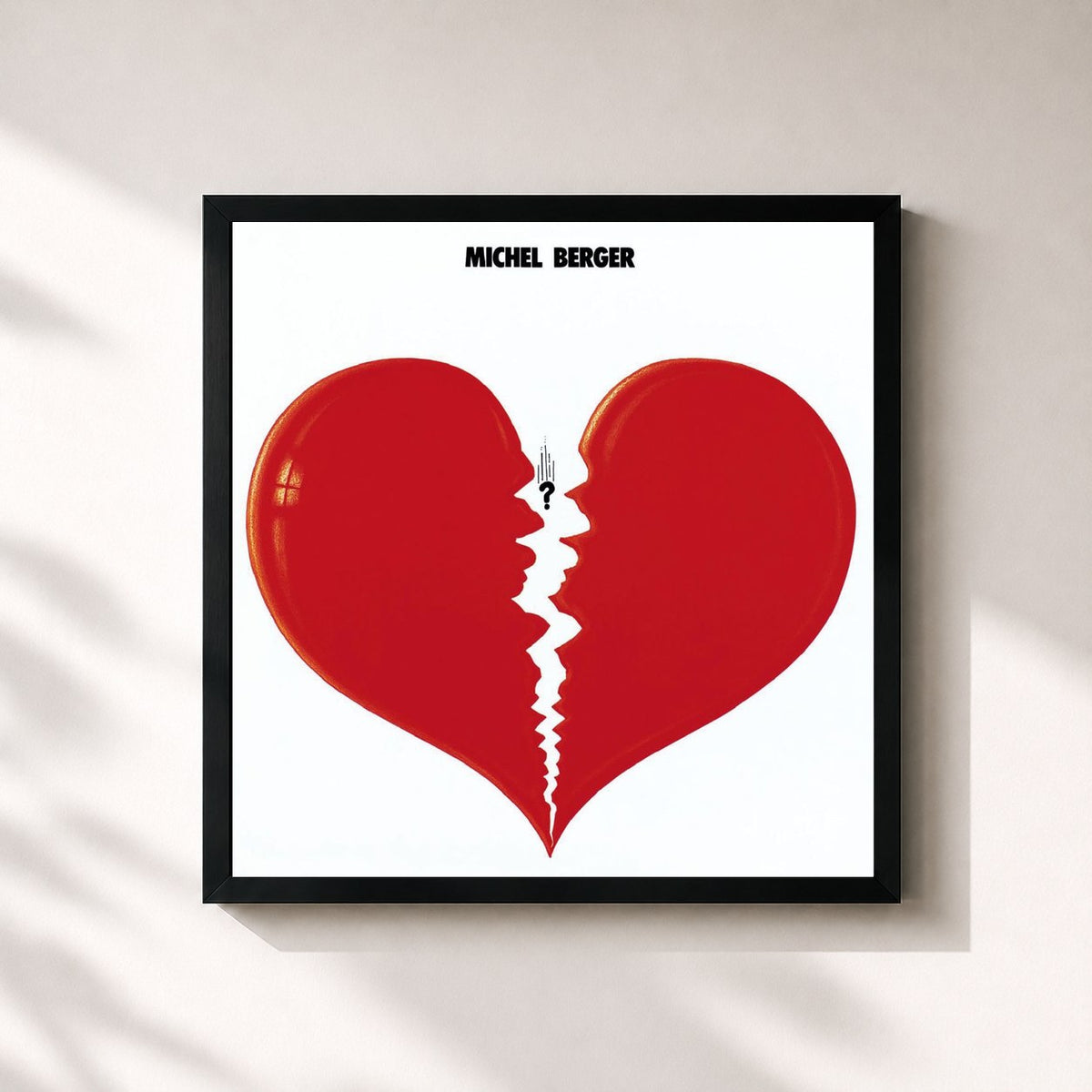 #noir Tableau carré de l'album Michel Berger (Remasterisé en 2002) de Michel Berger, cadre noir 32x32 cm