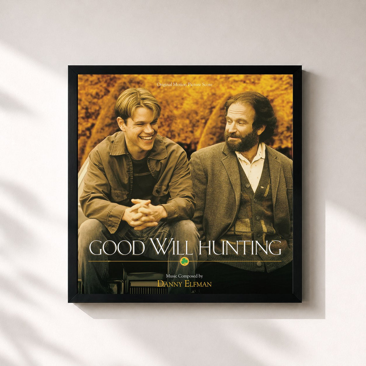#noir Tableau carré de l'album Good Will Hunting (Original Motion Picture Score) de Danny Elfman, cadre noir 32x32 cm